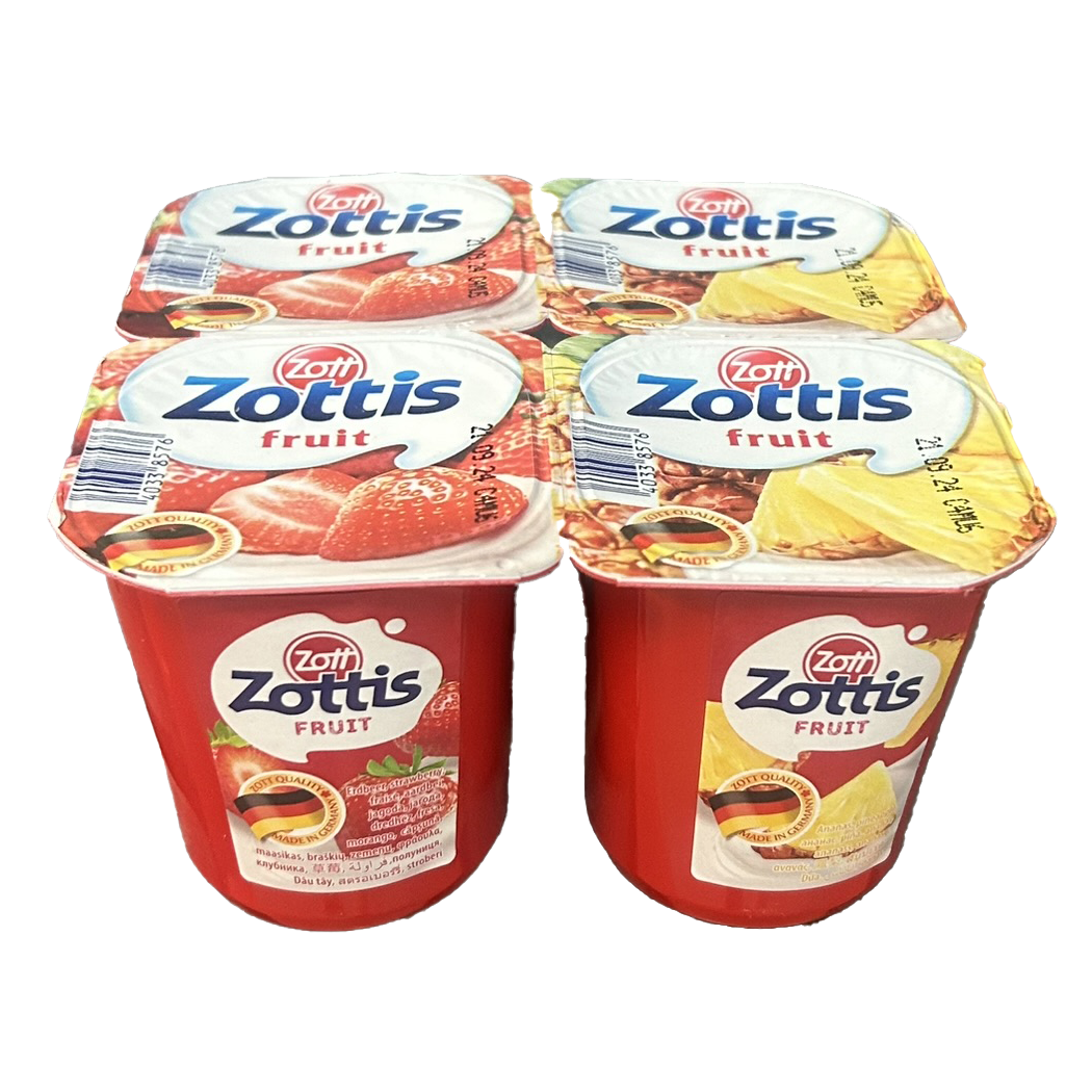 A1005043 - ZOTTIS POT 115G X4 FRAISE-FRAMBOISE-PECHE-ANANAS