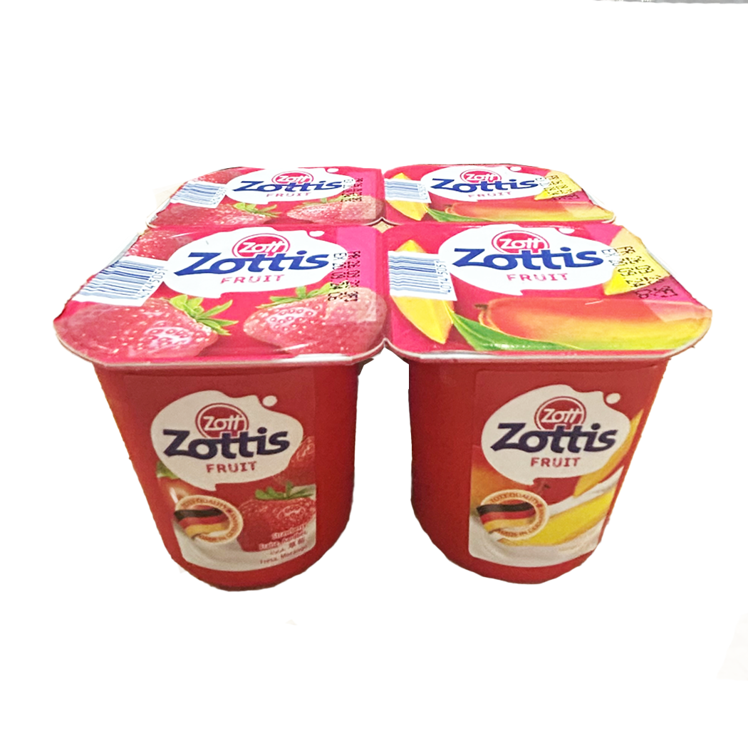 A1005044 - ZOTTIS FRUIT POT 115G ABRICOT/MANGUE/FRAISE/FDBX4
