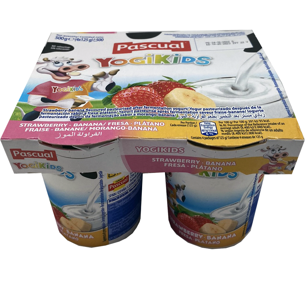 A1007009 - YAOURT PASCUAL YOGIKIDS FRAISE BANANE 4X125G