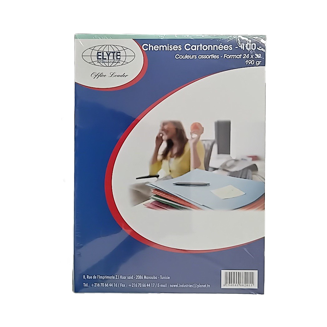 P0110009 - CHEMISES CARTONNEES 24X32 190GR PAQ 100
