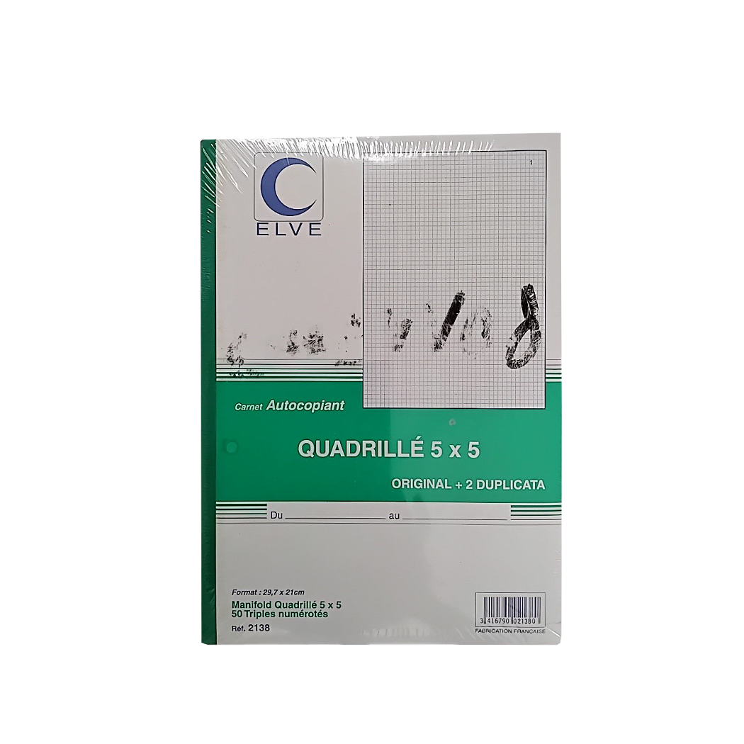 P0117003 - CARNET AUTOCOPIANT 5x5 3EX