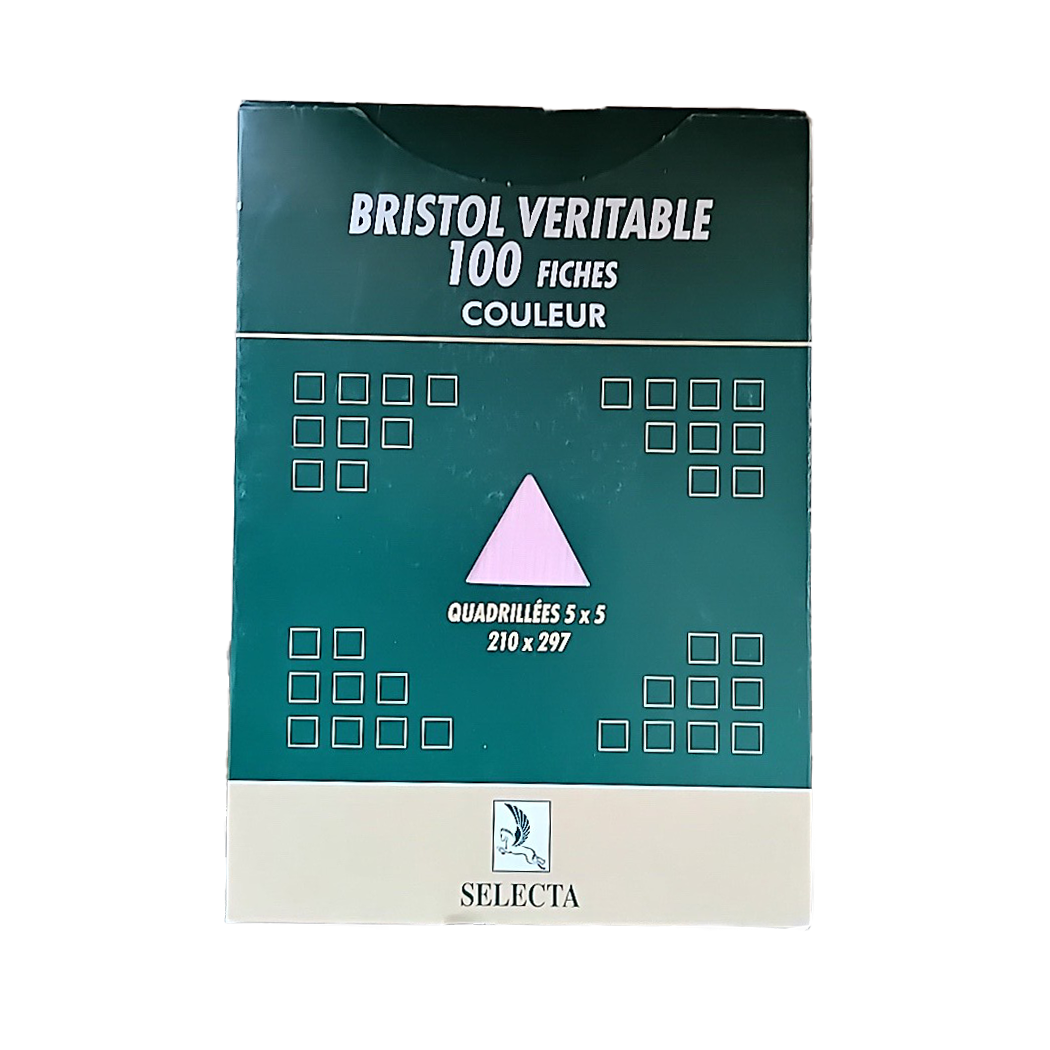P0401005 - FICHE BRISTOL ROSE ETUI 100 FEUILLES