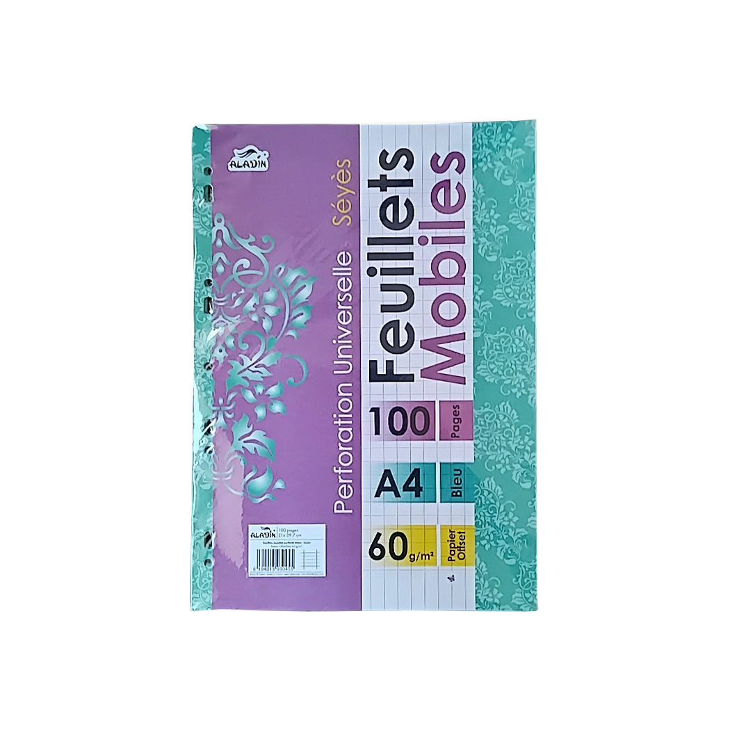 P0403004 - FEUILLE MOBILE BLEU A4 SEYES/100