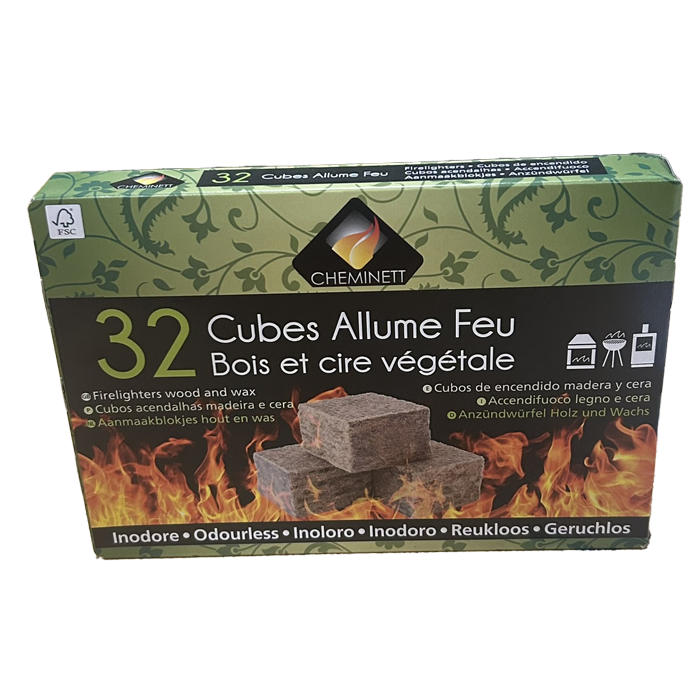 X0109247 - ALLUME FEU BOIS BOITE 32 CUBES