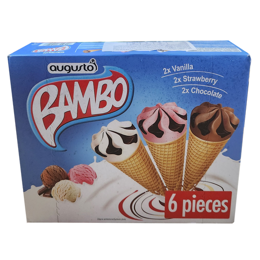 A1601027 - BAMBO CONE VANILLE FRAISE CHOCO X6 120ML